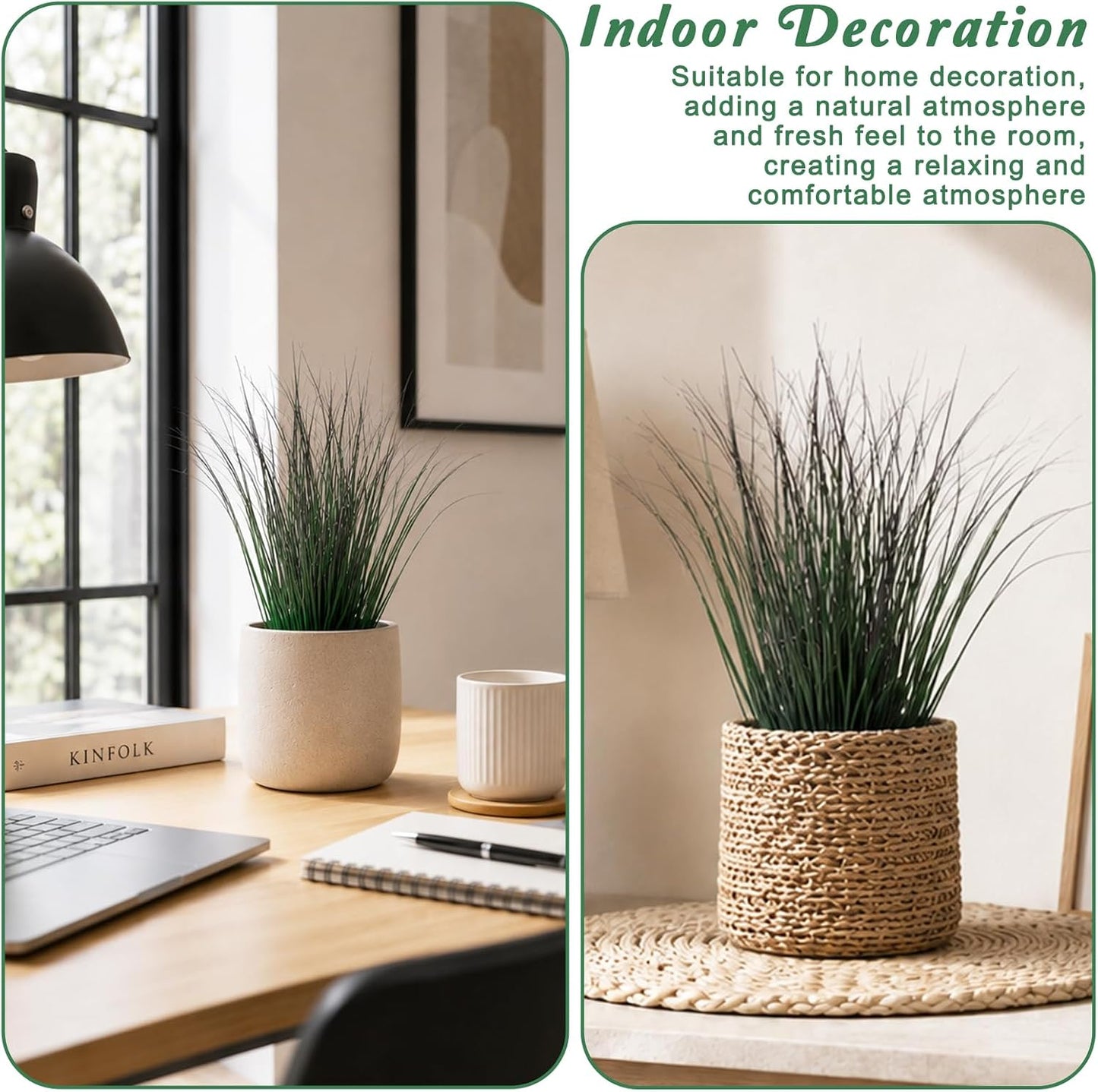 10 Pcs Artificial Plastic Plants, 37cm Artificial Wheat Grass Faux Garden Resistant Wheat Grass Fake Plants, Greenery for House Plant, Outdoor Decor Indoor Home, Green Purple