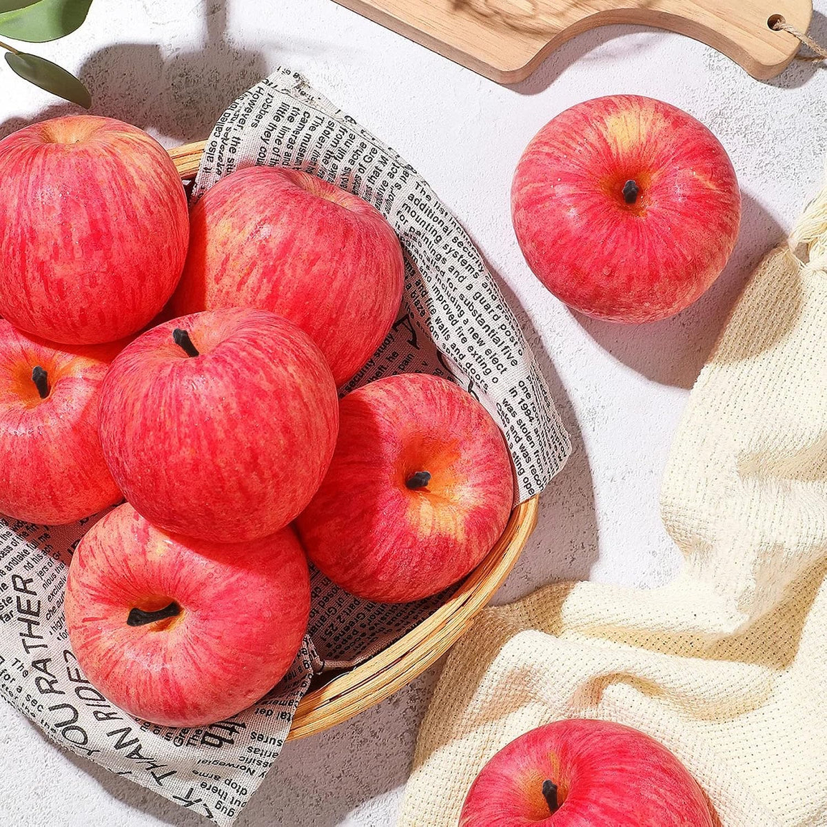 Fake Fruit Artificial Apples, Set of 6 Decorative Fruit Lifelike Faux Apples Realistic Fruits Apple Decorations for Kitchen, Realistic Fake Fruits Party Props Home Decor