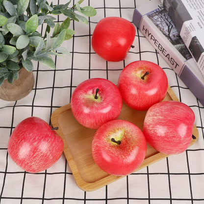 Fake Fruit Artificial Apples, Set of 6 Decorative Fruit Lifelike Faux Apples Realistic Fruits Apple Decorations for Kitchen, Realistic Fake Fruits Party Props Home Decor