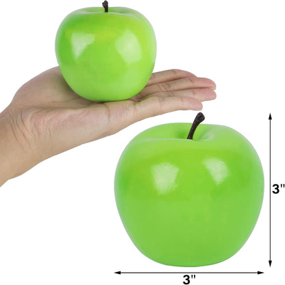 Fake Fruit Artificial Apples, Set of 6 Decorative Fruit Lifelike Faux Apples Realistic Fruits Apple Decorations for Kitchen, Realistic Fake Fruits Party Props Home Decor