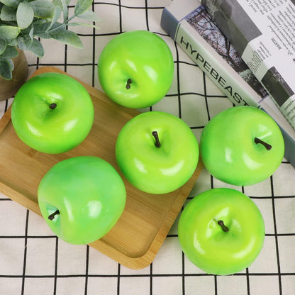 Fake Fruit Artificial Apples, Set of 6 Decorative Fruit Lifelike Faux Apples Realistic Fruits Apple Decorations for Kitchen, Realistic Fake Fruits Party Props Home Decor