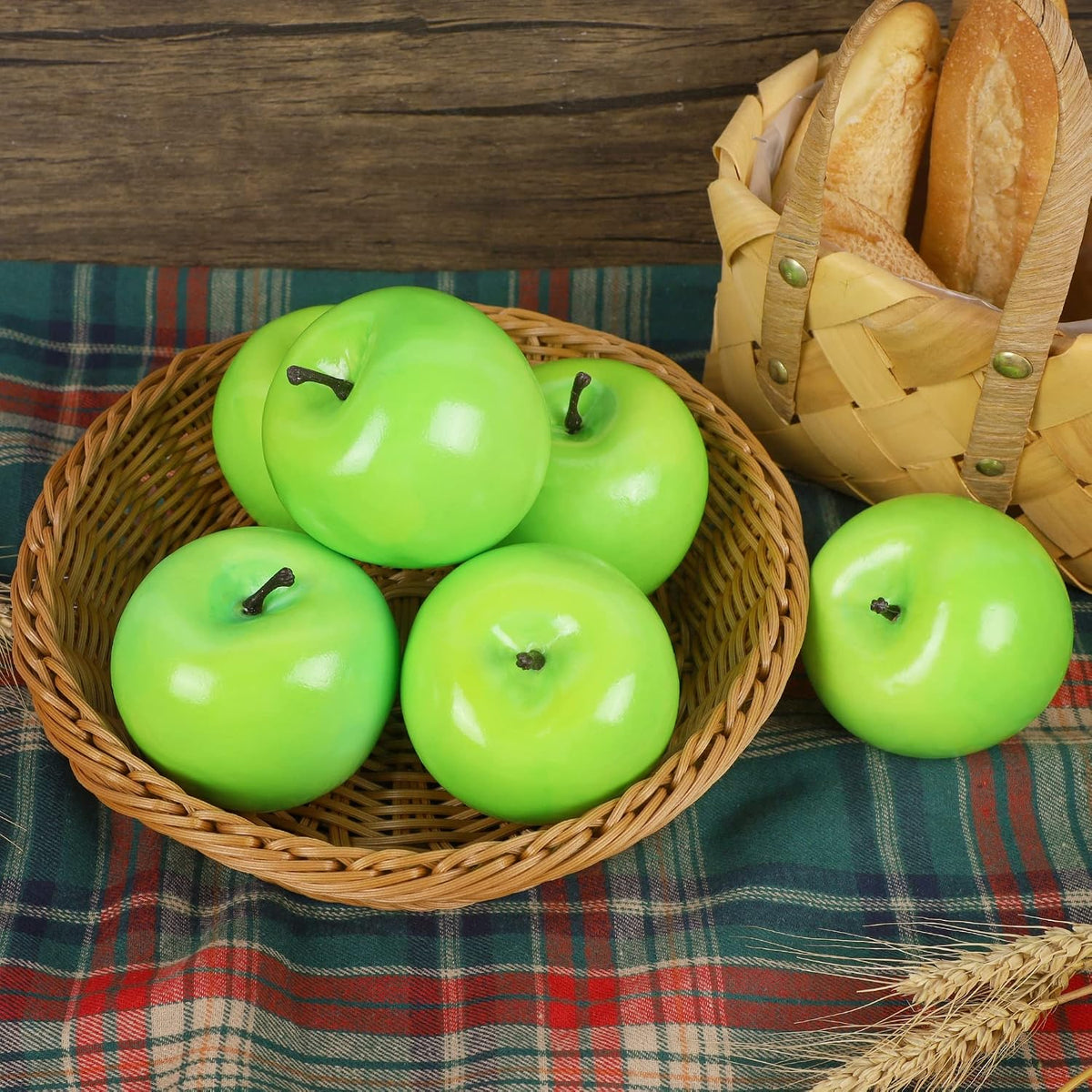 Fake Fruit Artificial Apples, Set of 6 Decorative Fruit Lifelike Faux Apples Realistic Fruits Apple Decorations for Kitchen, Realistic Fake Fruits Party Props Home Decor