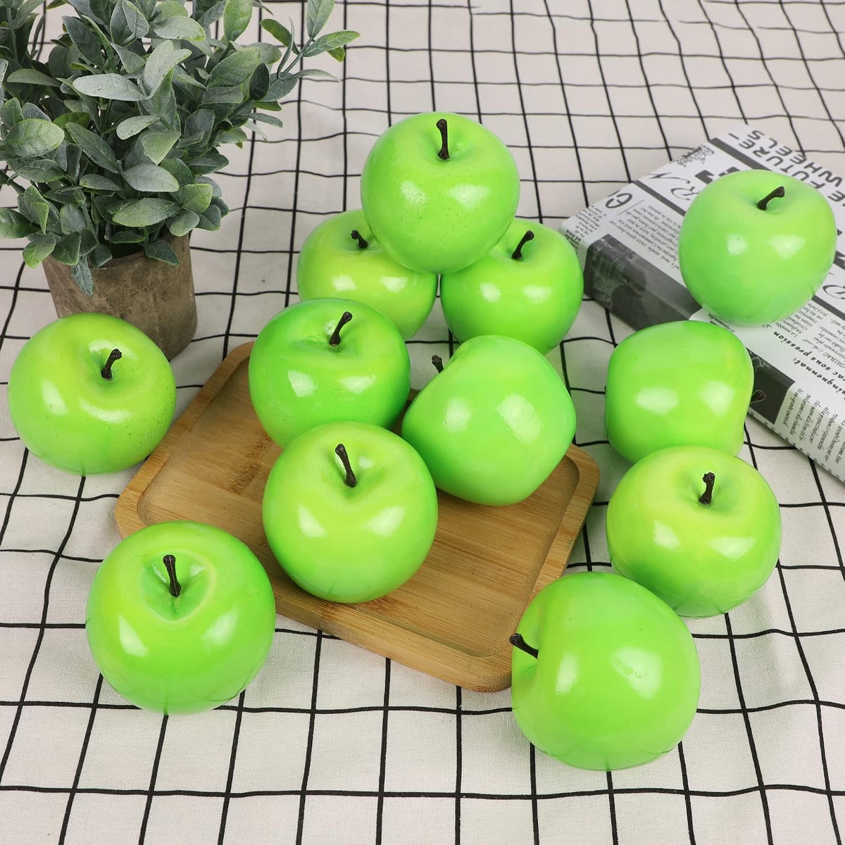 Fake Fruit Artificial Apples, Set of 6 Decorative Fruit Lifelike Faux Apples Realistic Fruits Apple Decorations for Kitchen, Realistic Fake Fruits Party Props Home Decor