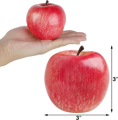 Fake Fruit Artificial Apples, Set of 6 Decorative Fruit Lifelike Faux Apples Realistic Fruits Apple Decorations for Kitchen, Realistic Fake Fruits Party Props Home Decor