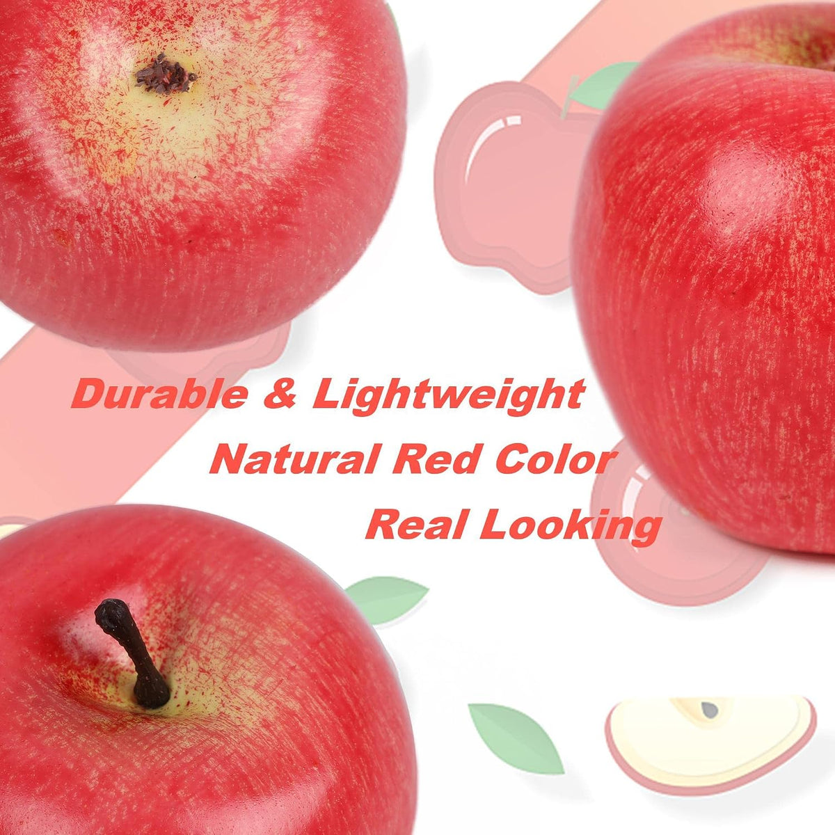Fake Fruit Artificial Apples, Set of 6 Decorative Fruit Lifelike Faux Apples Realistic Fruits Apple Decorations for Kitchen, Realistic Fake Fruits Party Props Home Decor