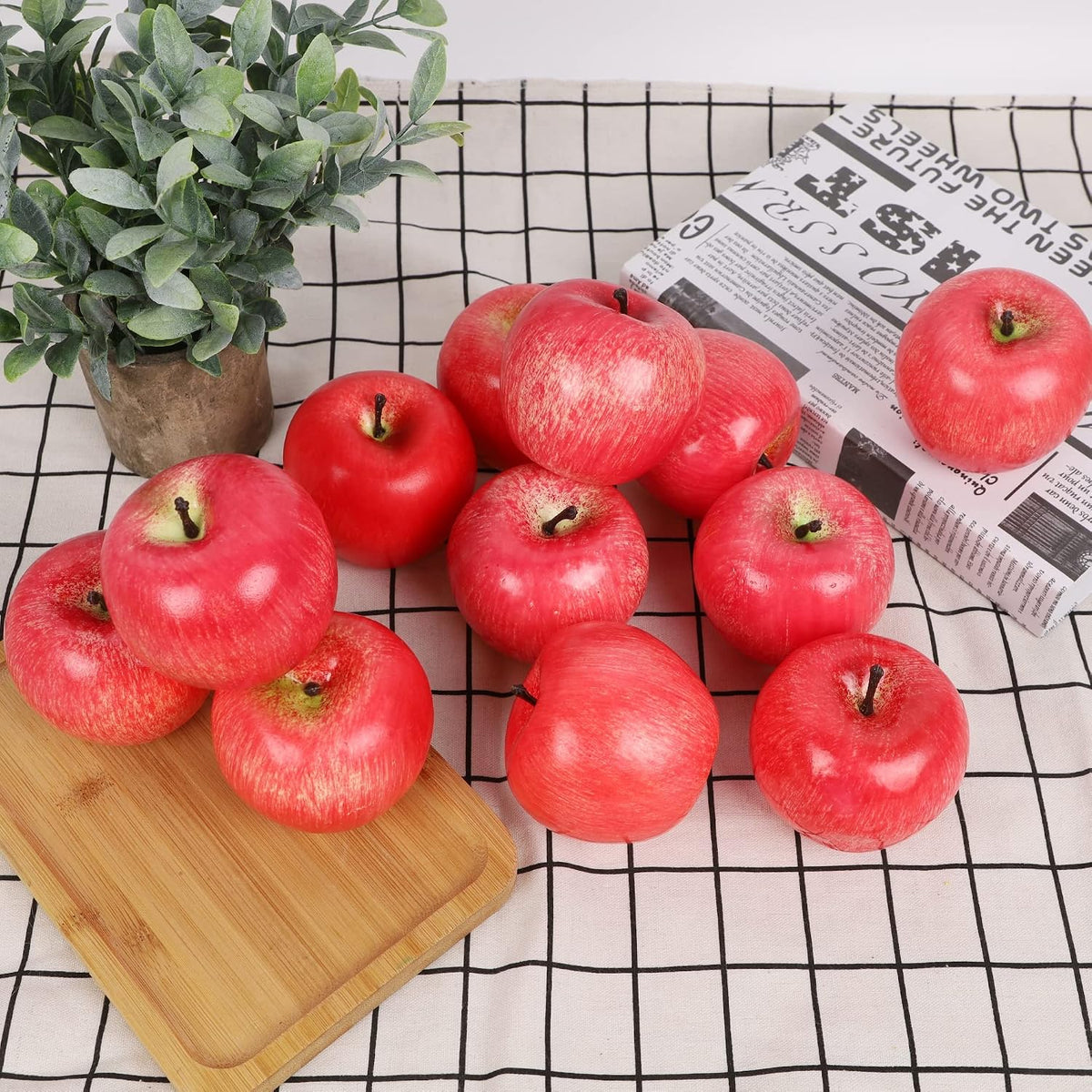 Fake Fruit Artificial Apples, Set of 6 Decorative Fruit Lifelike Faux Apples Realistic Fruits Apple Decorations for Kitchen, Realistic Fake Fruits Party Props Home Decor