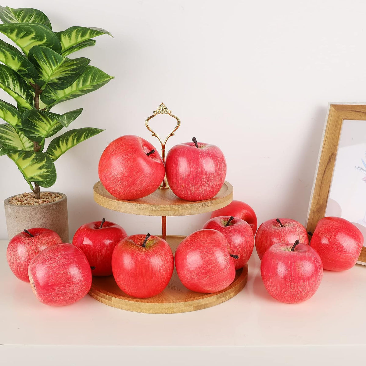 Fake Fruit Artificial Apples, Set of 6 Decorative Fruit Lifelike Faux Apples Realistic Fruits Apple Decorations for Kitchen, Realistic Fake Fruits Party Props Home Decor