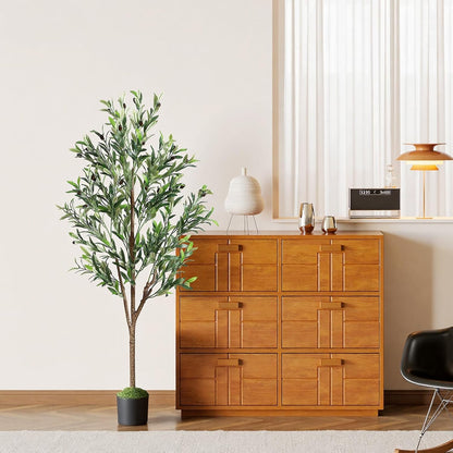 6ft Faux Olive Tree with Lifelike Fruits and Realistic Leaves | Artificial Potted Olive Tree, Fake Plant for Living Room, Office & Modern Home Decoration