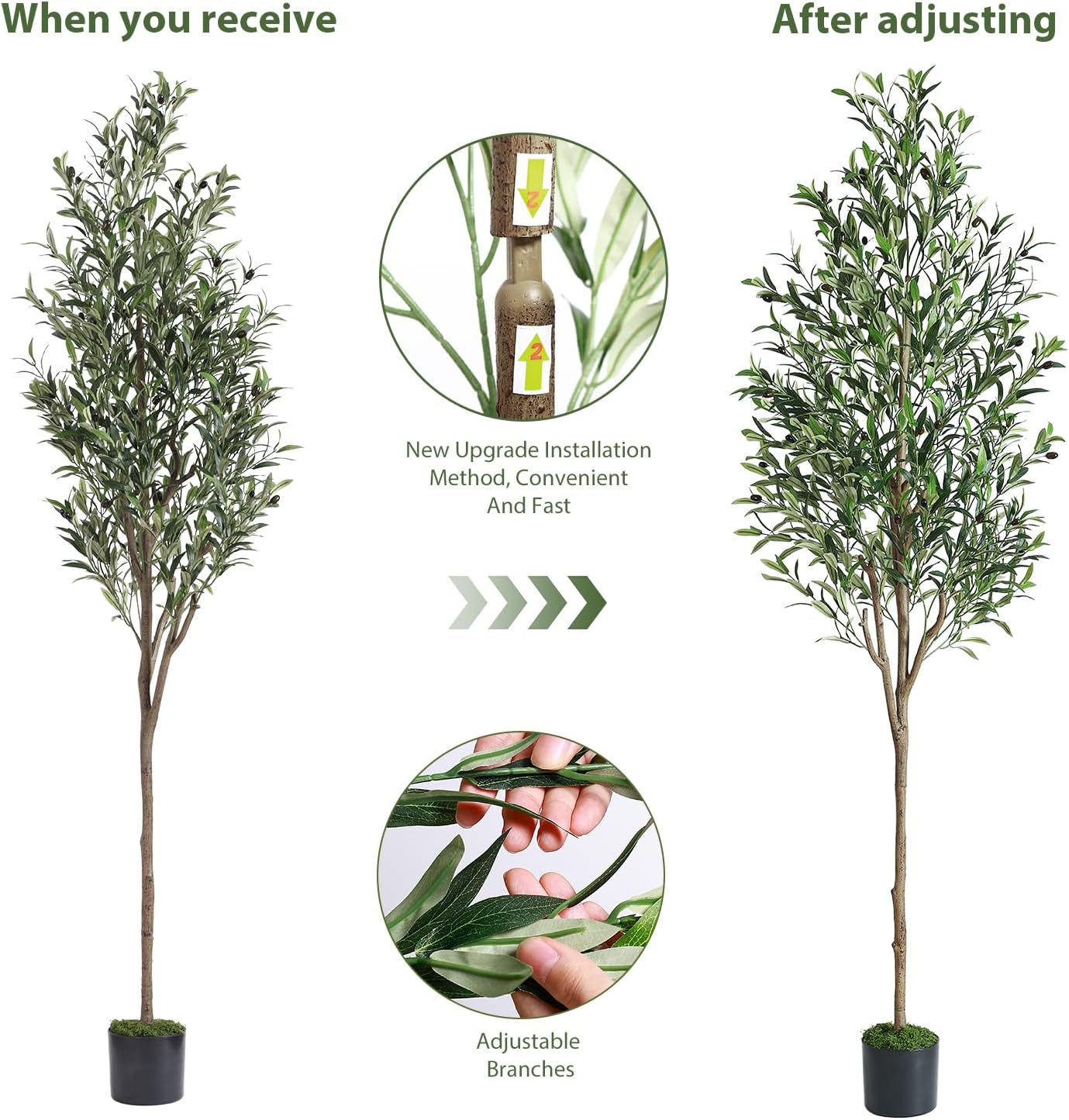 6ft Faux Olive Tree with Lifelike Fruits and Realistic Leaves | Artificial Potted Olive Tree, Fake Plant for Living Room, Office & Modern Home Decoration
