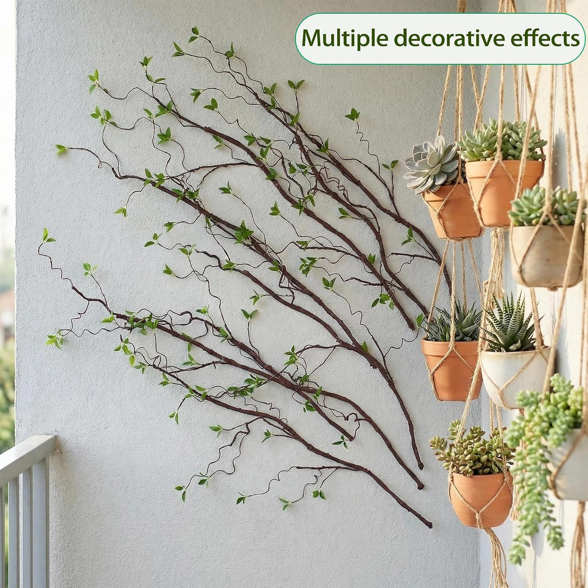 AYLSON4pcs 40inch Artificial Hanging Vines with Realistic Leaves Fake Tree Branches for Vase Bendable Greenery for Room Plants Decor Faux Tree Stems Christmas Halloween Easter Decor (Brown)