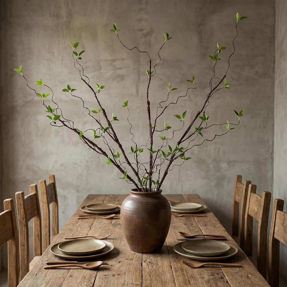 AYLSON4pcs 40inch Artificial Hanging Vines with Realistic Leaves Fake Tree Branches for Vase Bendable Greenery for Room Plants Decor Faux Tree Stems Christmas Halloween Easter Decor (Brown)