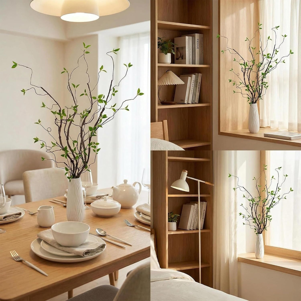 AYLSON4pcs 40inch Artificial Hanging Vines with Realistic Leaves Fake Tree Branches for Vase Bendable Greenery for Room Plants Decor Faux Tree Stems Christmas Halloween Easter Decor (Brown)