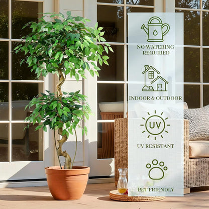 6FT Artificial Bougainvillea Tree, Faux Silk Plant in White Pot