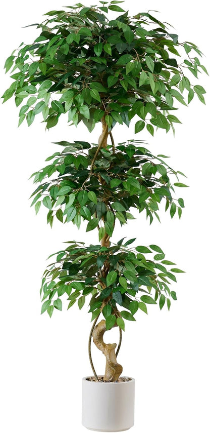 6FT Artificial Bougainvillea Tree, Faux Silk Plant in White Pot