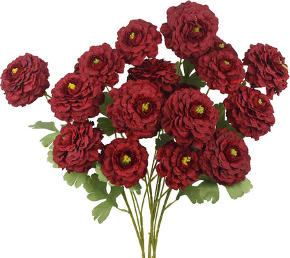 2 Pcs Artificial Flowers Spring Summer Purple Zinnia Silk Flowers with Long Stems Zinnia Elegans Artificial Flowers for Outdoors Floral Arrangements Table Centerpieces Wedding Party Home Decor