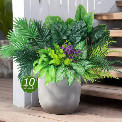 14Bundles Artificial Greenery Plants Outdoor Artificial Ivy Plants Faux Pothos Ferns Stems UV Resistant, Realistic Fake Shrubs Grasses Flowers Planter Filler for Window Box,Porch,Garden,Front