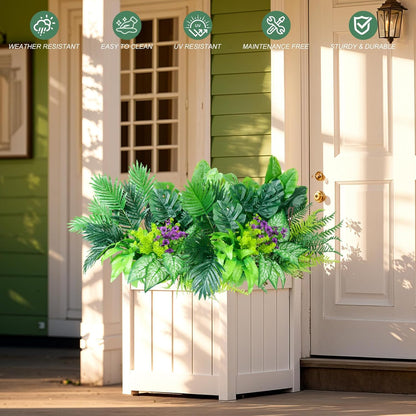 14Bundles Artificial Greenery Plants Outdoor Artificial Ivy Plants Faux Pothos Ferns Stems UV Resistant, Realistic Fake Shrubs Grasses Flowers Planter Filler for Window Box,Porch,Garden,Front
