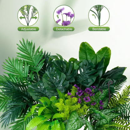14Bundles Artificial Greenery Plants Outdoor Artificial Ivy Plants Faux Pothos Ferns Stems UV Resistant, Realistic Fake Shrubs Grasses Flowers Planter Filler for Window Box,Porch,Garden,Front