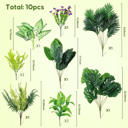 14Bundles Artificial Greenery Plants Outdoor Artificial Ivy Plants Faux Pothos Ferns Stems UV Resistant, Realistic Fake Shrubs Grasses Flowers Planter Filler for Window Box,Porch,Garden,Front