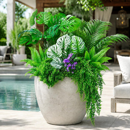 14Bundles Artificial Greenery Plants Outdoor Artificial Ivy Plants Faux Pothos Ferns Stems UV Resistant, Realistic Fake Shrubs Grasses Flowers Planter Filler for Window Box,Porch,Garden,Front