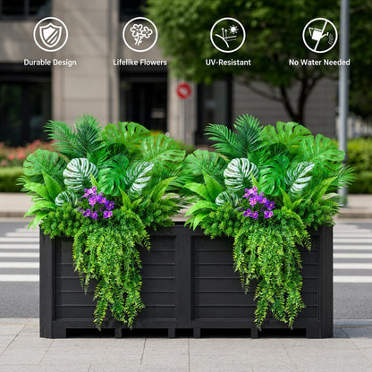 14Bundles Artificial Greenery Plants Outdoor Artificial Ivy Plants Faux Pothos Ferns Stems UV Resistant, Realistic Fake Shrubs Grasses Flowers Planter Filler for Window Box,Porch,Garden,Front