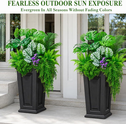 14Bundles Artificial Greenery Plants Outdoor Artificial Ivy Plants Faux Pothos Ferns Stems UV Resistant, Realistic Fake Shrubs Grasses Flowers Planter Filler for Window Box,Porch,Garden,Front