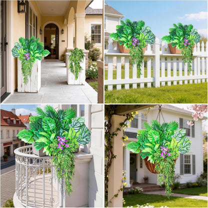 14Bundles Artificial Greenery Plants Outdoor Artificial Ivy Plants Faux Pothos Ferns Stems UV Resistant, Realistic Fake Shrubs Grasses Flowers Planter Filler for Window Box,Porch,Garden,Front