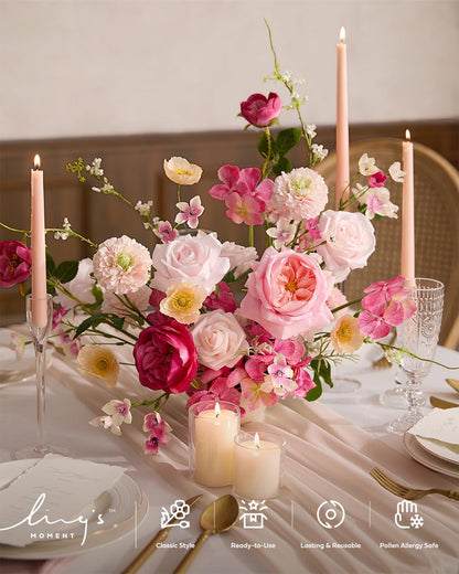 Hydrangea Artificial Flowers, 4pcs Pink
