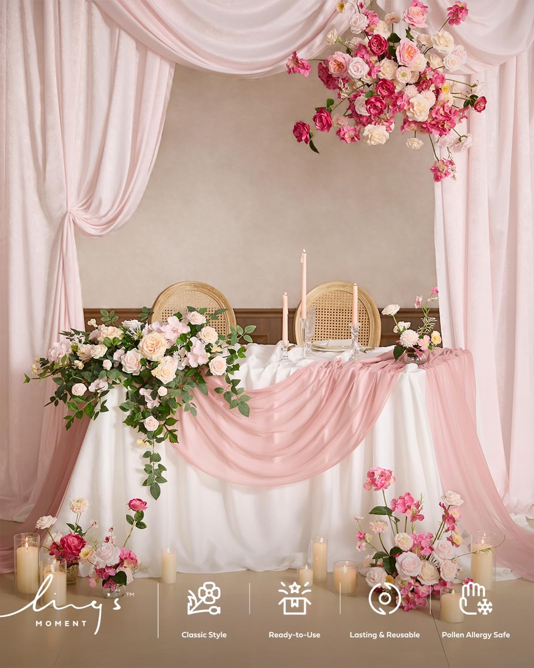 Hydrangea Artificial Flowers, 4pcs Pink