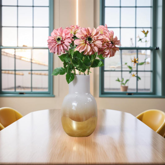 Silk Dahlia Artificial Flowers 24 Inch Long Stem - 5 Pack Fake Flowers for Wedding Bouquets,Home Decor,Spring Easter Flowers,Table Arrangements-Faux Dahlia Floral (Pink1)