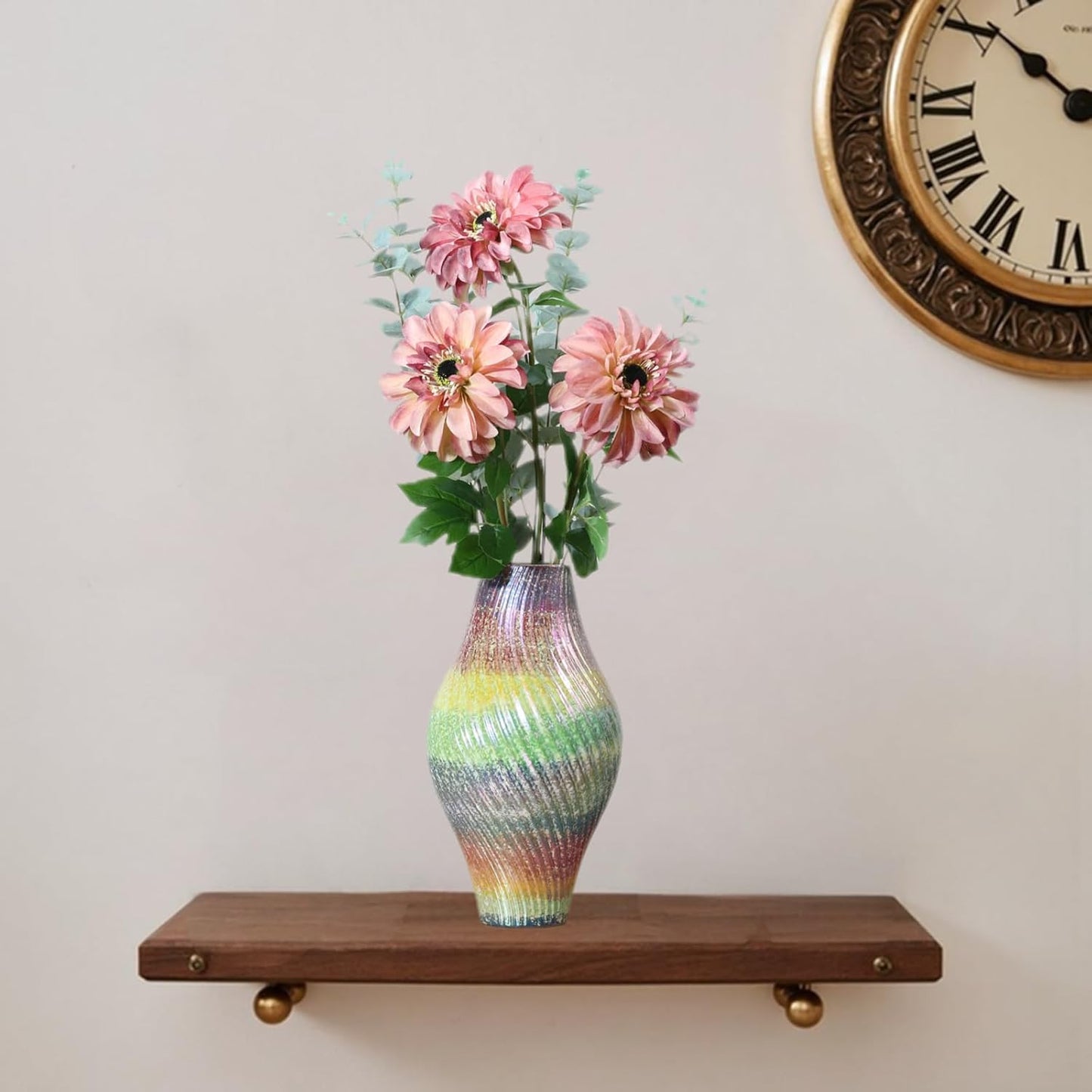 Silk Dahlia Artificial Flowers 24 Inch Long Stem - 5 Pack Fake Flowers for Wedding Bouquets,Home Decor,Spring Easter Flowers,Table Arrangements-Faux Dahlia Floral (Pink1)