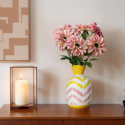 Silk Dahlia Artificial Flowers 24 Inch Long Stem - 5 Pack Fake Flowers for Wedding Bouquets,Home Decor,Spring Easter Flowers,Table Arrangements-Faux Dahlia Floral (Pink1)