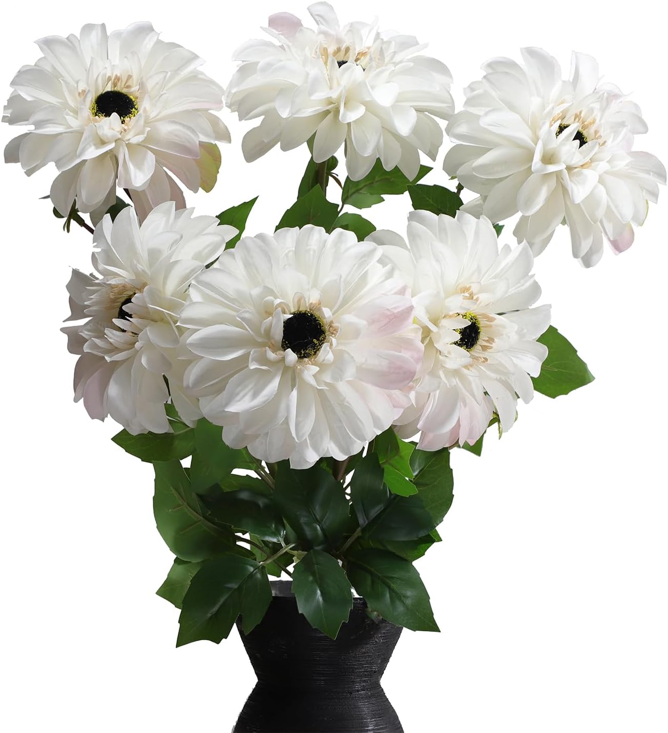 Silk Dahlia Artificial Flowers 24 Inch Long Stem - 5 Pack Fake Flowers for Wedding Bouquets,Home Decor,Spring Easter Flowers,Table Arrangements-Faux Dahlia Floral (Pink1)