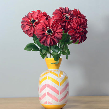 Silk Dahlia Artificial Flowers 24 Inch Long Stem - 5 Pack Fake Flowers for Wedding Bouquets,Home Decor,Spring Easter Flowers,Table Arrangements-Faux Dahlia Floral (Pink1)