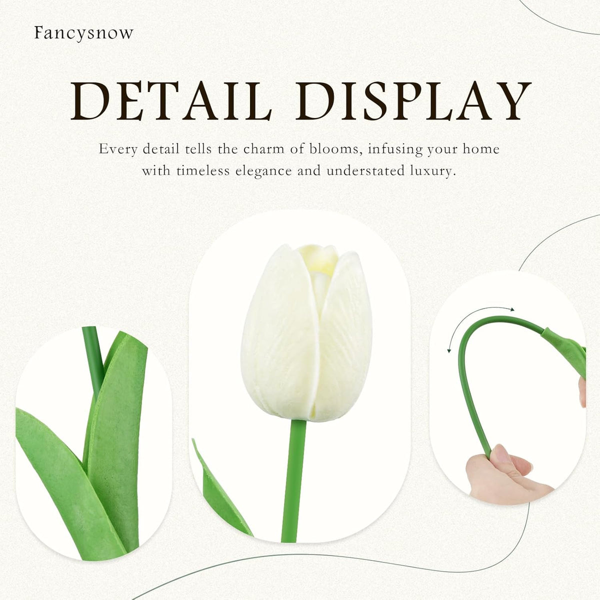 10Pcs Cream Tulips Artificial Flowers