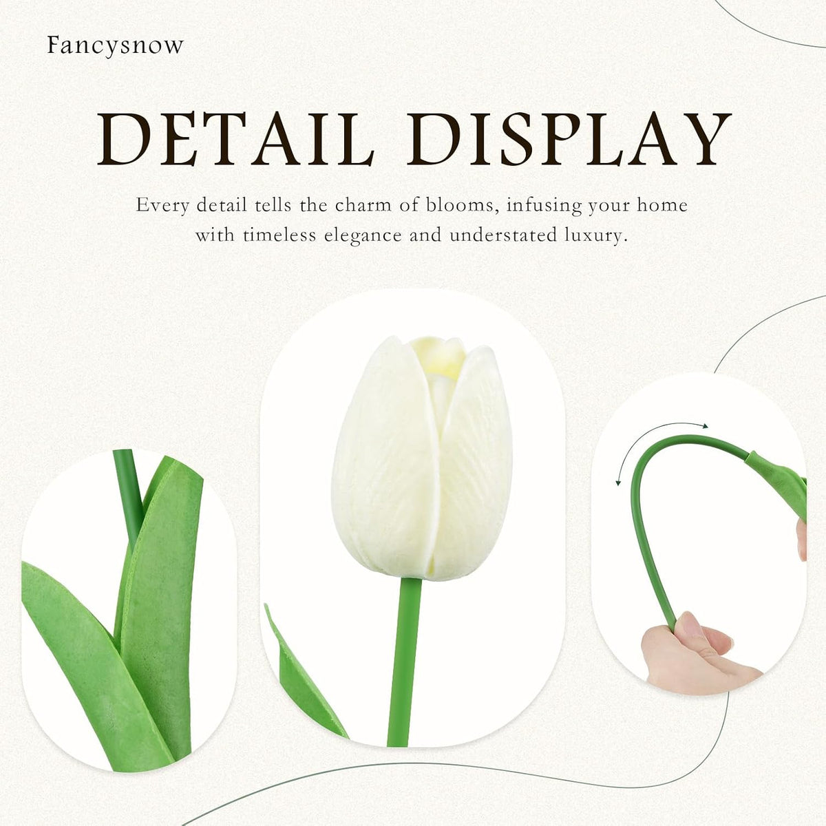 10Pcs Cream Tulips Artificial Flowers