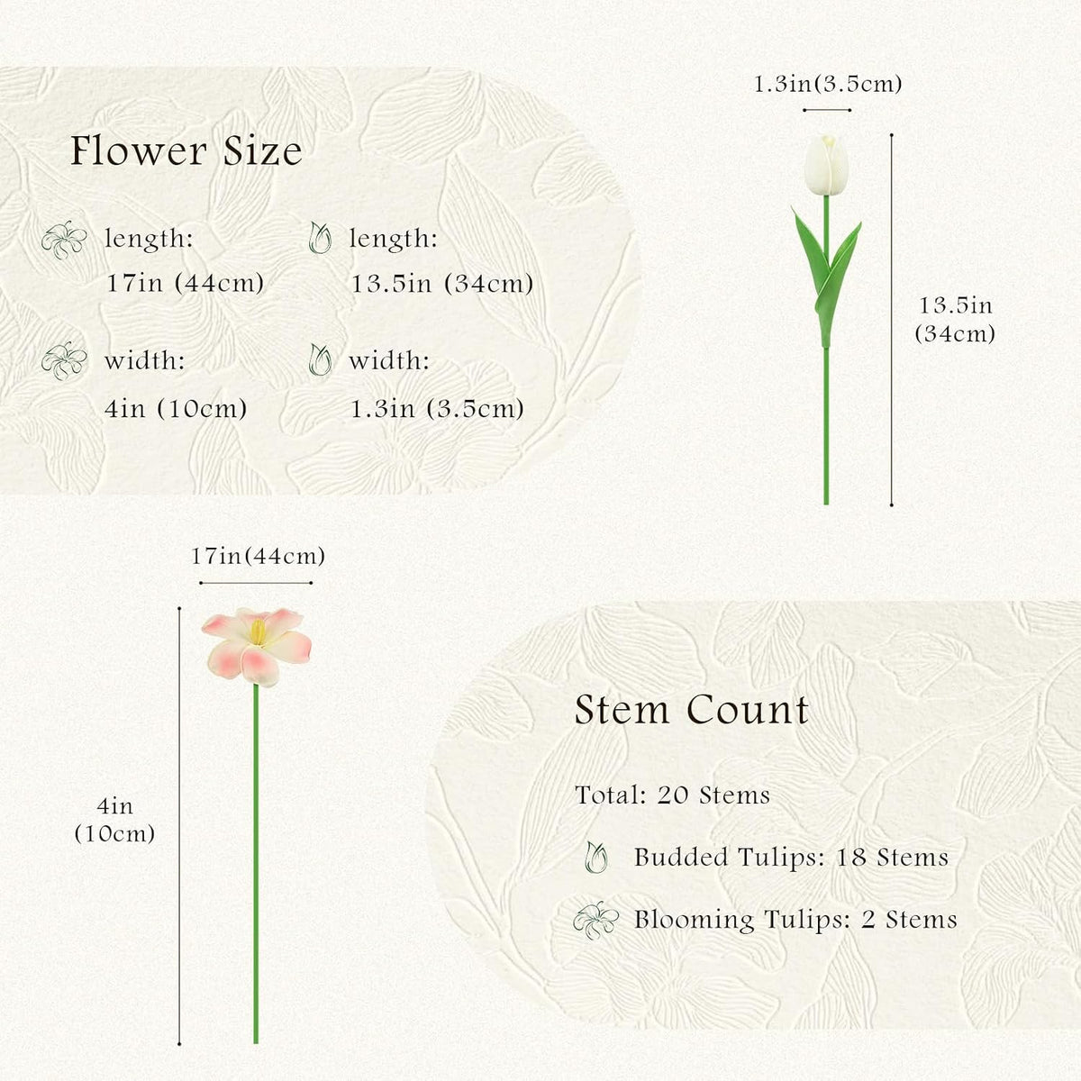 10Pcs Cream Tulips Artificial Flowers