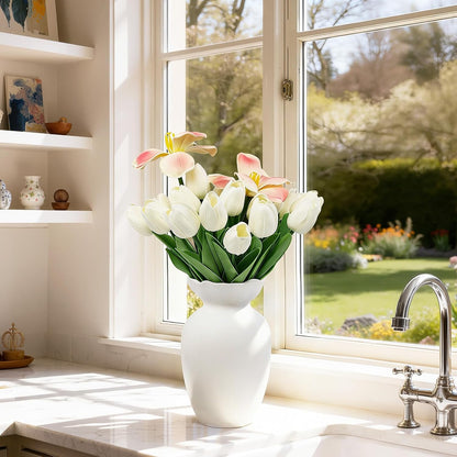 10Pcs Cream Tulips Artificial Flowers
