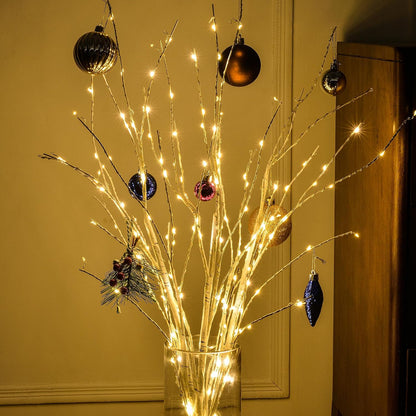 Lighted Birch White Tree Branches 33IN 180LED with Timer Plug in