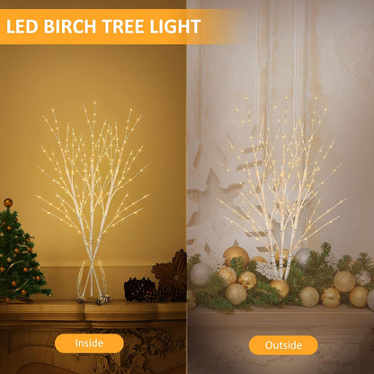 Lighted Birch White Tree Branches 33IN 180LED with Timer Plug in