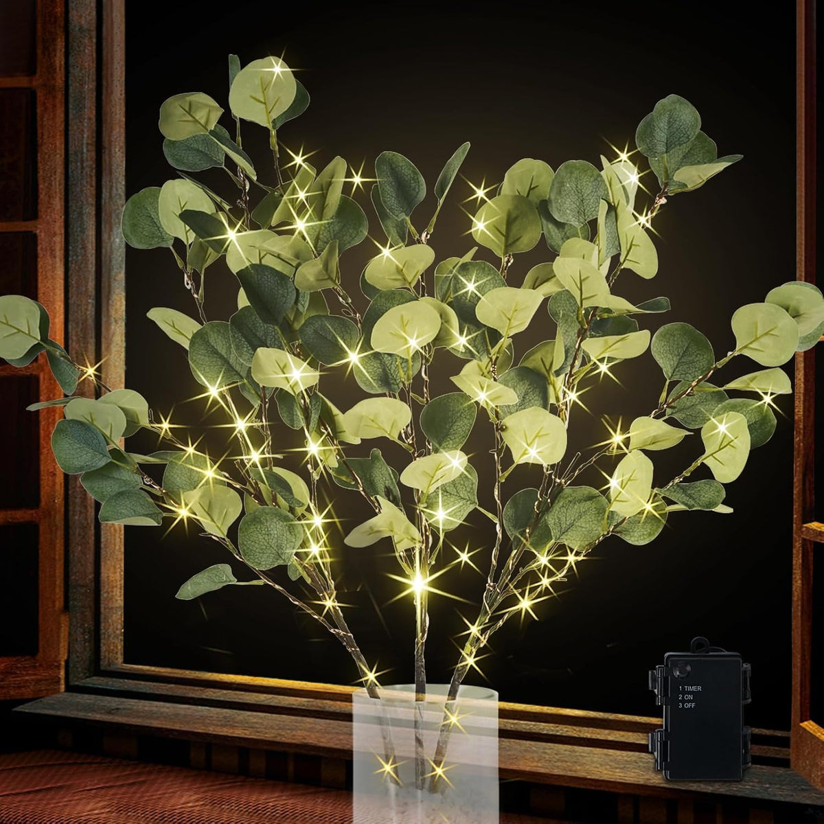 Lighted Birch White Tree Branches 33IN 180LED with Timer Plug in