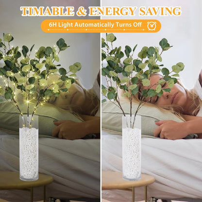 Lighted Birch White Tree Branches 33IN 180LED with Timer Plug in