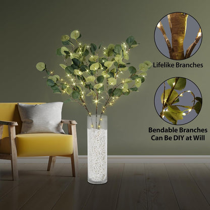Lighted Birch White Tree Branches 33IN 180LED with Timer Plug in