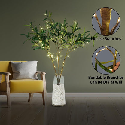 Lighted Birch White Tree Branches 33IN 180LED with Timer Plug in