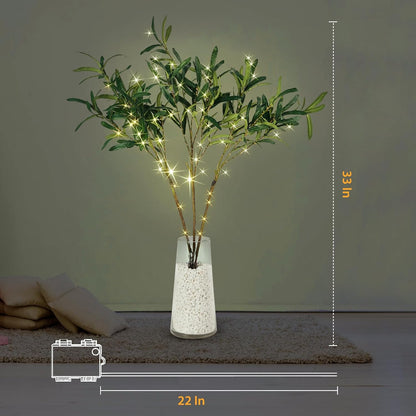 Lighted Birch White Tree Branches 33IN 180LED with Timer Plug in