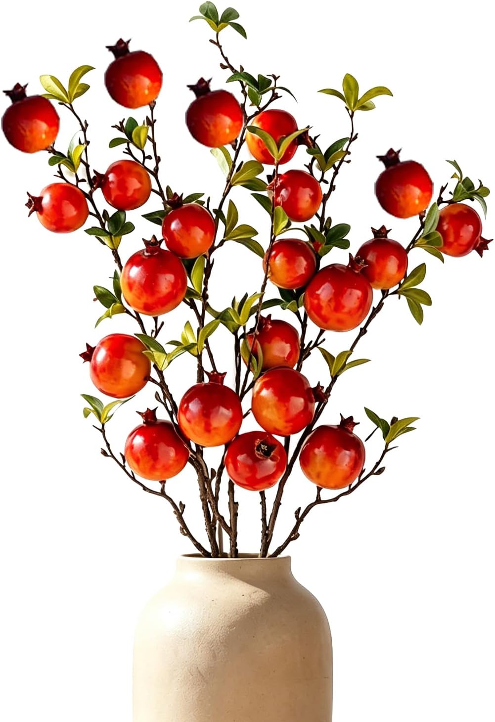 3 Pcs Artificial Pomegranate Branches, 37.4 Inch Fake Pomegranates Tree Branches for Decoration, Plastic Artificial Pomegranate Tree Branch for Home Table Centerpiece Decor (Pomegranate Branches)