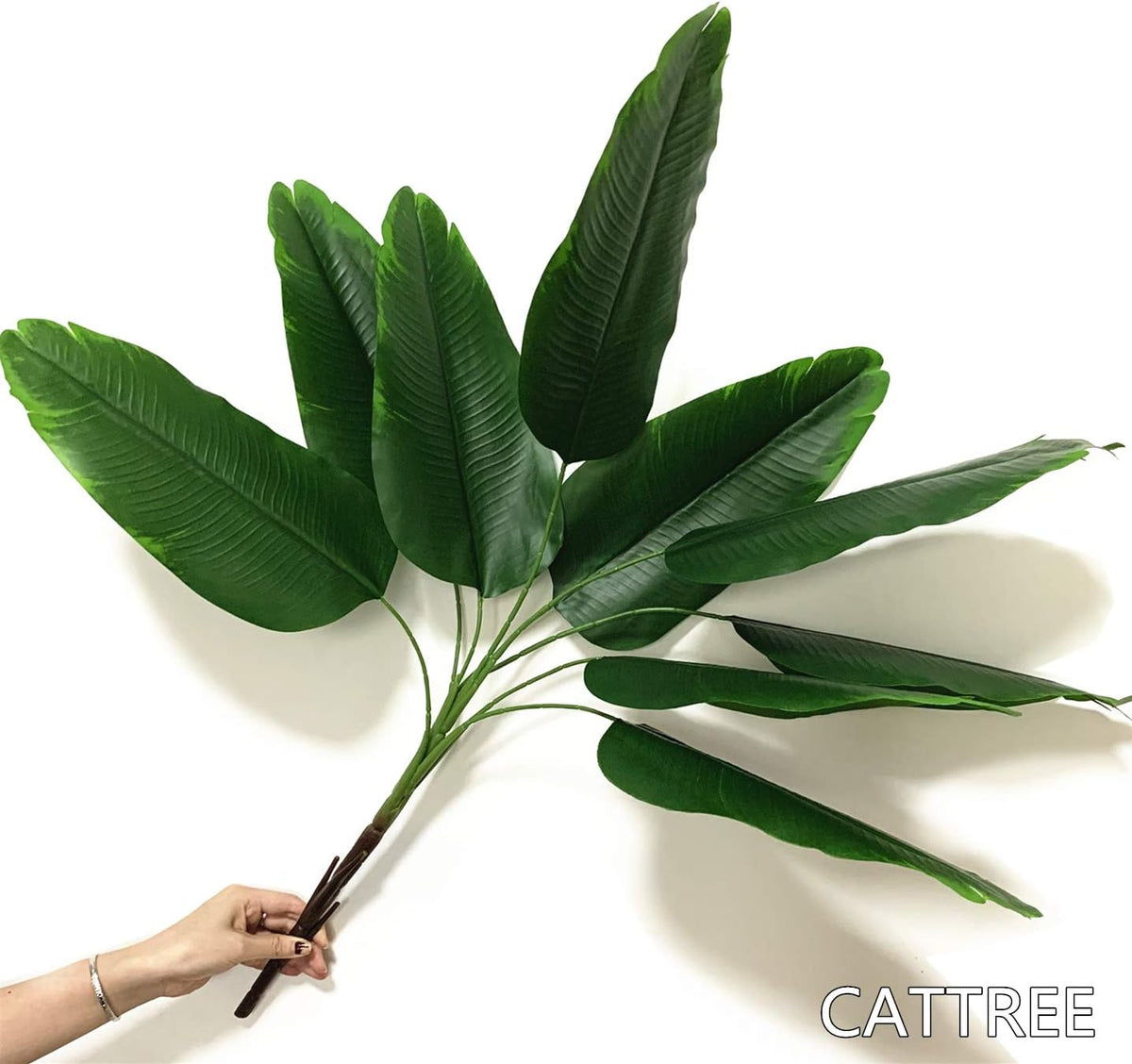 33 inch Tall Artificial Banana Tree, 9 Branches with Brown Leaves, UV Resistant Plastic, Ideal for Decorating Indoors or Outdoors