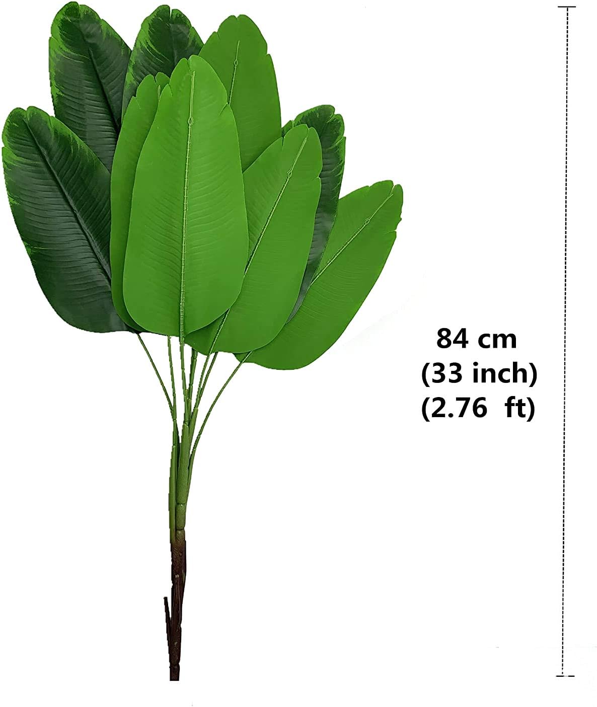 33 inch Tall Artificial Banana Tree, 9 Branches with Brown Leaves, UV Resistant Plastic, Ideal for Decorating Indoors or Outdoors
