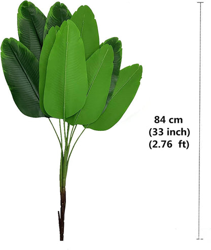 33 inch Tall Artificial Banana Tree, 9 Branches with Brown Leaves, UV Resistant Plastic, Ideal for Decorating Indoors or Outdoors