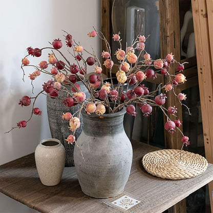 4 Pcs Artificial Pomegranate Branches, 31.9" Fake Mini Fruit Branches Faux Fall Stems Fake Pomegranate Stems Artificial Pomegranate Stems with Leaves for Autumn Farmhouse Thanksgiving Decor